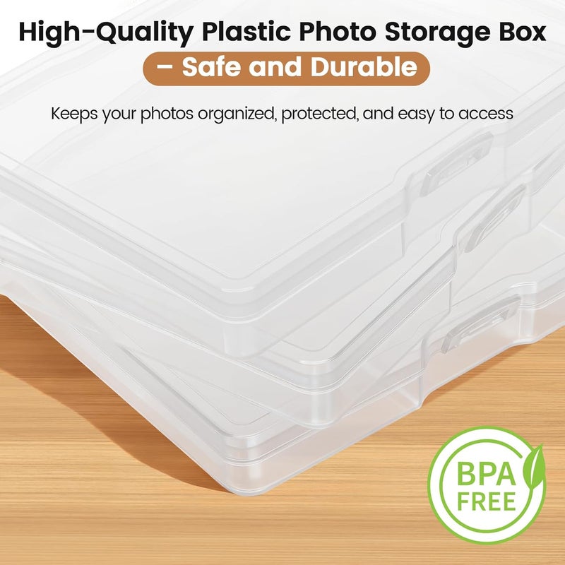 FUIJOL FUJJOL Photo Storage Box 5×7 Inch, 10 Pack Clear Plastic Photo Boxes Storage, Photo Organizers and Storage Containers for Pictures, Cards & Crafts (5 * 7inch-10pcs) - Image 5